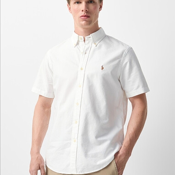 Ralph Lauren Youth Kid Sz 14-16 White Classic Button Down Short Sleeve Shirt - Picture 1 of 10